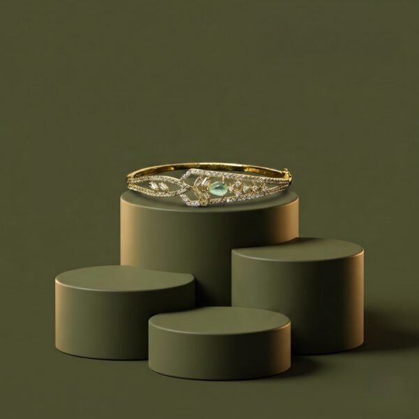 Midnight Tulip Openwork Bracelet | Gold Tone Crystal Embedded Festive Jewellery