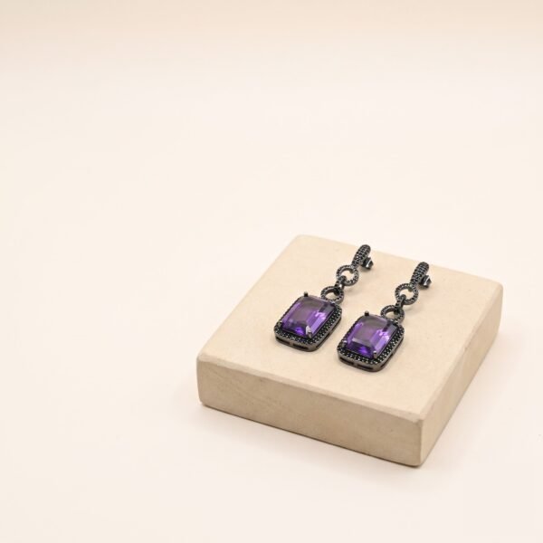 Midnight Amethyst Drops | Gunmetal Plated Crystal Drop Jewellery